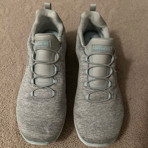 Skechers Light Gray Slip-On Athletic Trainer with Pale Blue Accents